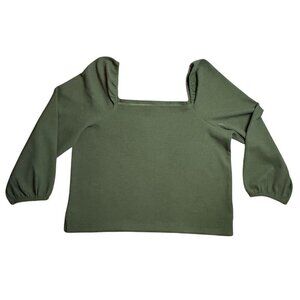 Madewell Womens Square Neck Green Long Sleeve Top XL NWOT